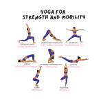 yoga for strength and mobility crescent lunge downward facing dog warrior 2 bridge standing forward fold locust chair tree pose