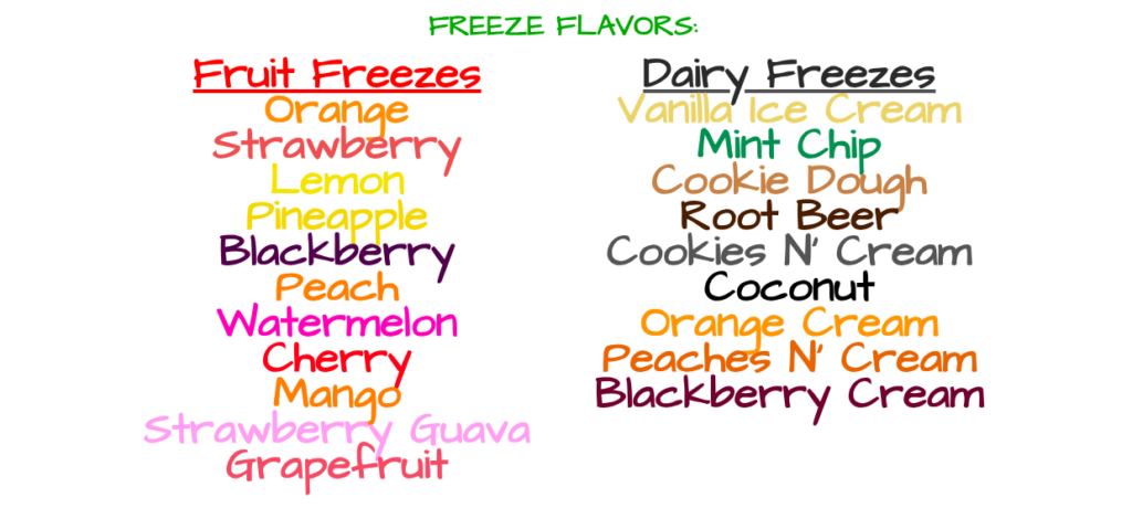 20 Flavors Available at Hagens (Merlino) Freeze