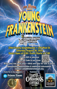 Sutter Street Theatre's Young Frankenstein fundraiser for Santas Christmas Cottage 